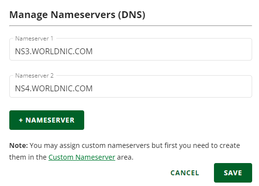 Image of Updating Nameservers